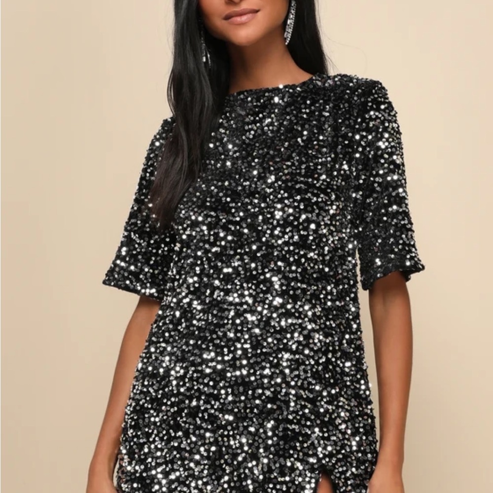 Black Sequin Mini Dress